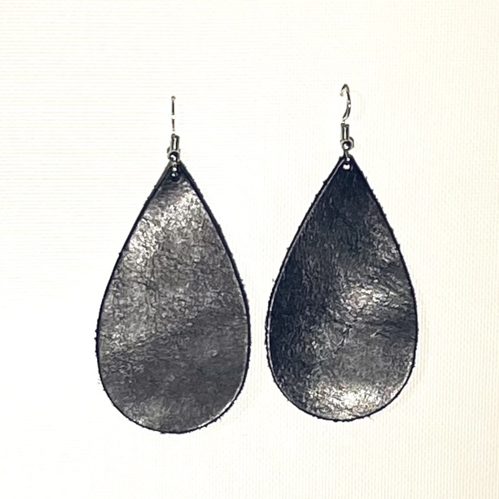 Real Genuine Leather Earrings - Midnight Violet